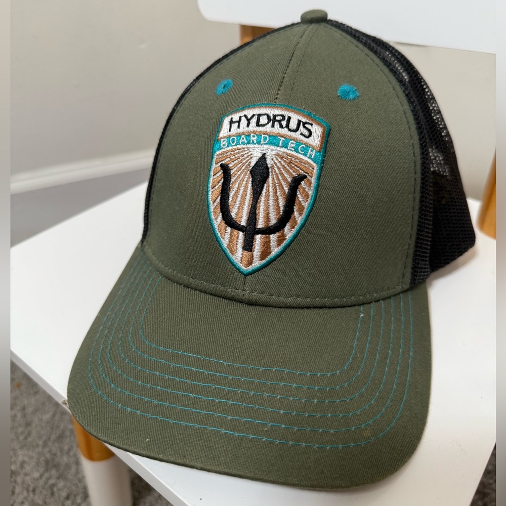 Hydrus Board Tech Sage and Black Mesh snap back trucker hat